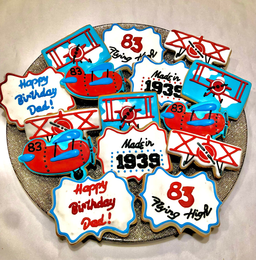 BiPlane Themed Birthday Cookies